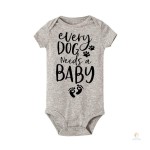 0 24M Infant Newborn Baby Girls Boys Short Sleeve Every Dog Needs A Baby Letter Print Romper Jumpsuit Outfit Clothes Sum 5