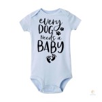 0 24M Infant Newborn Baby Girls Boys Short Sleeve Every Dog Needs A Baby Letter Print Romper Jumpsuit Outfit Clothes Sum 6