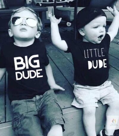 Big Dude and Little Dude Brother Sister Summer Matching Tshirt Baby Boys T shirt Children Best Friends Top T shirts Clea