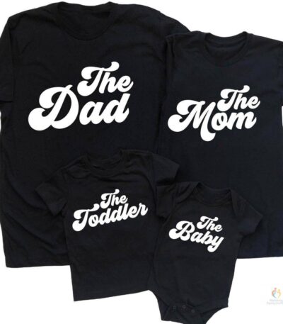 Family Set of 4 Coordinating Tshirts Matching T shirts for Family of 4 New Baby Announcement 2nd Baby Announcement Big B 2