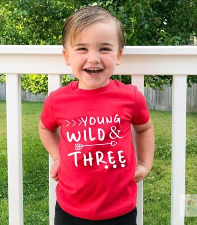 Young Wild and Three Toddler Tshirt 3rd Birthday Shirt Girl Boy Casual Shirt Tops Fashion Style Streetwear Children Gift