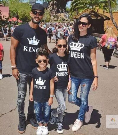 family matching clothes fashion Dad Mom Kids t shirt Princess Prince Queen King 01 print matching family outfits mother 1 1