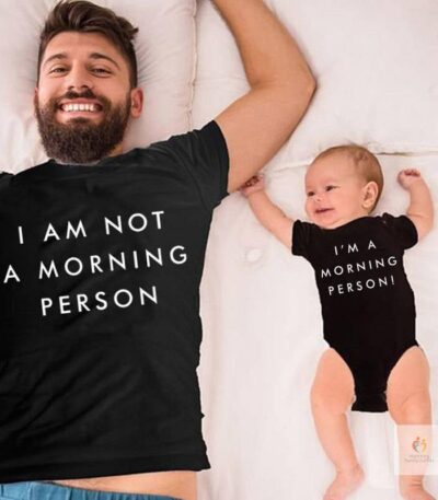 Family Matching Clothes Father Son T shirt I Am Not a Morning Person Letter Print T Shirt Summer Fashion Family Matching