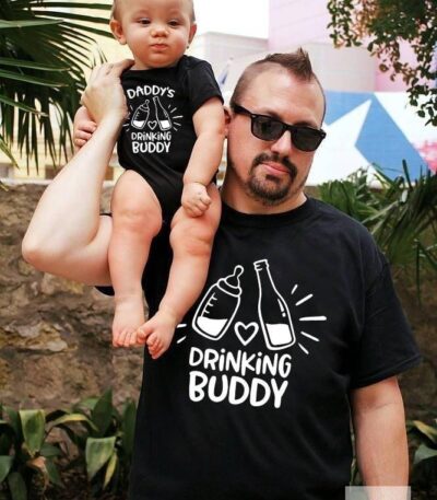 1pc Drinking Buddies Milk and Beer Family Matching Shirts Father and SonDaughter Dad and Son Daddy and Me Shirt New Dad