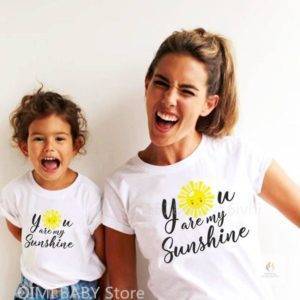 1pc You Are My Sunshine T Shirt Mommy and Daughter Matching Tshirts Family Look Shirts Mother Son Outfits Tops