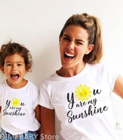 1pc You Are My Sunshine T Shirt Mommy and Daughter Matching Tshirts Family Look Shirts Mother Son Outfits Tops Clearance