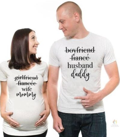 1pcs Mommy Daddy To Be Tshirt Funny Pregnancy Announcement T Shirts Couples Pregnant Plus Size Family Matching T shirts