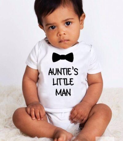 Aunties Little Man Summer Fashion Newborn Baby Romper Clothing Funny Print Infant Boys Jumpsuit Toddler Short Sleeve Out 1
