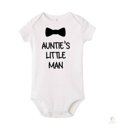 Aunties Little Man Summer Fashion Newborn Baby Romper Clothing Funny Print Infant Boys Jumpsuit Toddler Short Sleeve Out 3