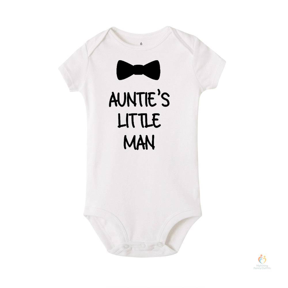 Aunties Little Man Summer Fashion Newborn Baby Romper Clothing Funny Print Infant Boys Jumpsuit Toddler Short Sleeve Out 3