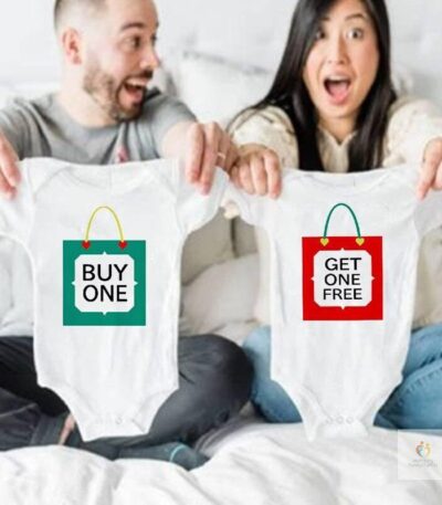 Buy One Get One Free Twins Baby Bodysuits Clothes Funny Baby Boy Girl Clothing Summer Toddler Jumpsuits Twin Infant Show