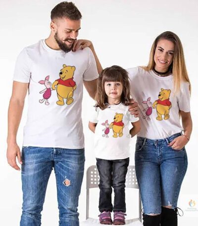 Disney Winnie the Pooh Children039s Clothing Oversize Cartoon Print Tshirt Cute Harajuku Style Mom and Kids T Shirt Summ