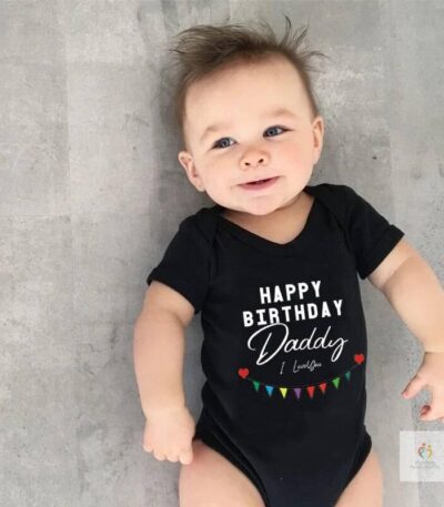 Happy Birthday Daddy Baby Bodysuit Father Party Boys Girls Outfit Romper Infant Summer Toddler Short Sleeve Clothes Ropa 1