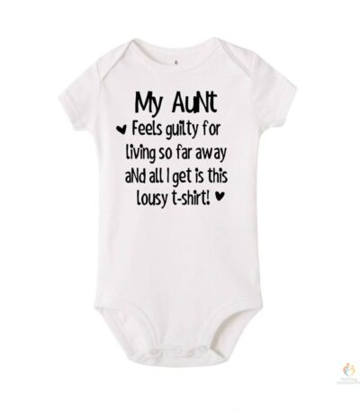 My Aunt Feels Guilty Baby Bodysuit Infant Jumpsuit Short Sleeve Baby Boys Girls Clothes Newborn Baby Clothing Clearance 1 2