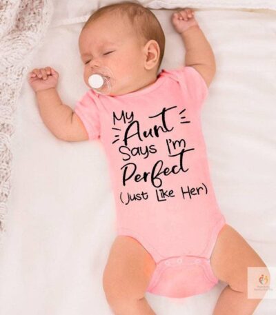 My Aunt Says I039m Perfect Letter Printed Infant Toddler Jumpsuit Summer Newborn Bodysuits Funny Auntie Baby Clothes Sho