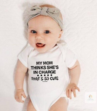 Newborn Baby Girls Boys Short Sleeve My Mom Thinks She Is In Charge That039s So Cute Letter Print Romper Jumpsuit Outfit