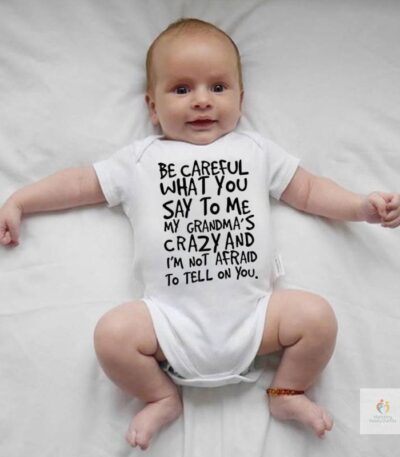 Summer Infant Newborn Baby Boy Girls Cotton Letter My Grandma Is Crazy Bodysuit Playsuit Baby Grows Outfits 0 18M Cleara 1