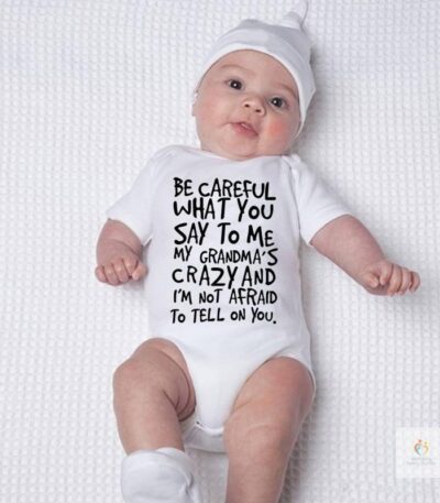 Summer Infant Newborn Baby Boy Girls Cotton Letter My Grandma Is Crazy Bodysuit Playsuit Baby Grows Outfits 0 18M Cleara