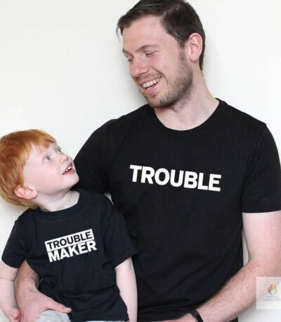 Trouble amp Trouble Maker Family Match Shirt Dad and Me Tshirts Father and Son Daughter Clothes Family Matching Outfits 1 1