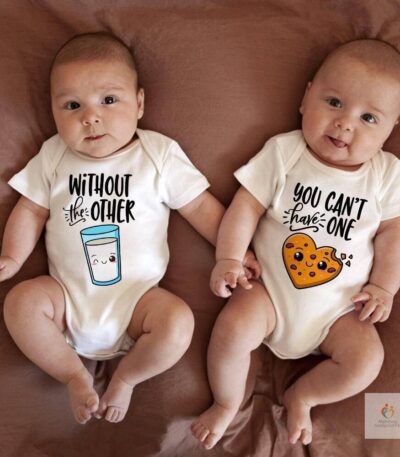 Twin Bodysuit Can039t Have One Without The Other Baby Romper Funny Milk and Cookie Twin Bodysuits Cute Best Friend Baby