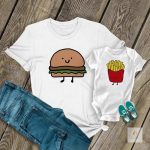 1PC Mom baby matching clothes New Mom Shirt perfect combination Hamburger French fries tops Funny Mom baby T-Shirt