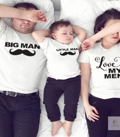 Big Little Man Love My Men Family T Shirt Couple Matching Outfits Dad Mommy Father Mother Daughter Son Clothes Summer Tshirts