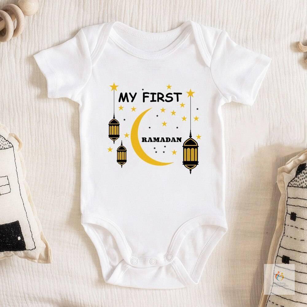 My First Ramadan Toddler Bodysuit My First Eid Outfit Baby Eid Gift Infant Ramadan Clothes Newborn Short Sleeve Rompers