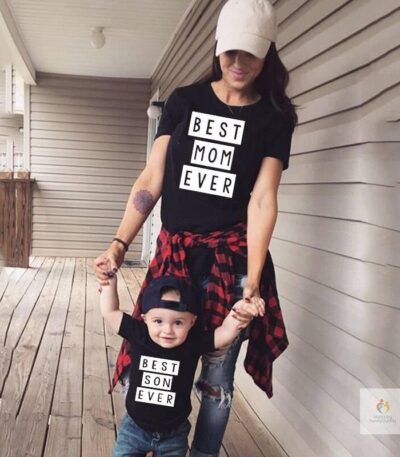 Family Matching Outfits 1PC Best Mom Ever Best Son Ever Mommy and Me Matching Mother Kids Shirt Short Sleeve Tshirts