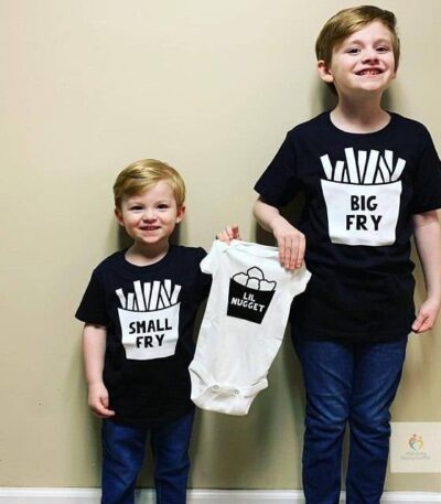 Sibling Shirt Set Small Fry Big Fry Lil Nugget Big Sister /Brother Shirt New Baby Romper Cotton Sibling Matching T Shirt Outfits