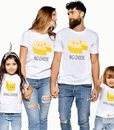 Family Matching Clothes Father Mother Daughter Son Big Small Cheese Family Look T-shirts Clothes Dad Mom and Me Baby T shirt