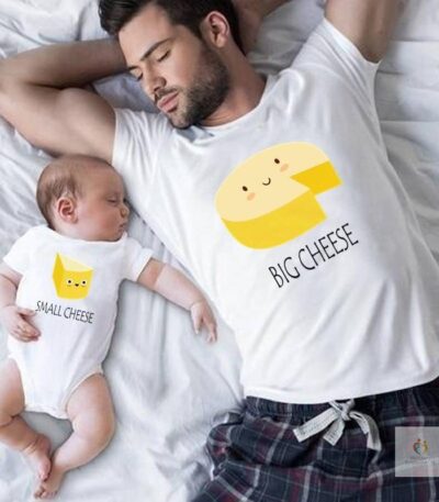 Family Matching Clothes Father Mother Daughter Son Big Small Cheese Family Look T-shirts Clothes Dad Mom and Me Baby T shirt