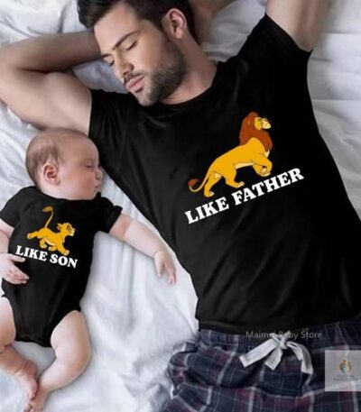 New Disney The Lion King Shirts Like Father Like Son Family Matching Outfits Cotton Daddy and Me Simba Mufasa Tshirt Dad Gifts