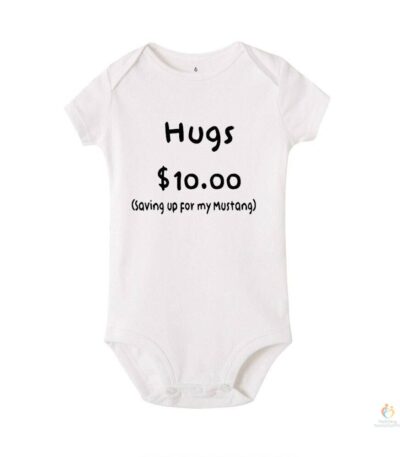 Summer Newborn Jumpsuit Hugs 10 Saving Up for My Mustang Funny Infant Bodysuit Baby Boy Girl Letter Print Playsuit
