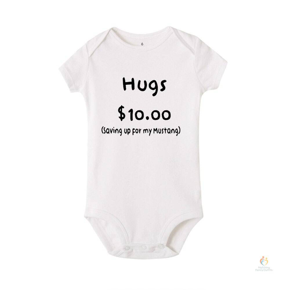 Summer Newborn Jumpsuit Hugs 10 Saving Up for My Mustang Funny Infant Bodysuit Baby Boy Girl Letter Print Playsuit