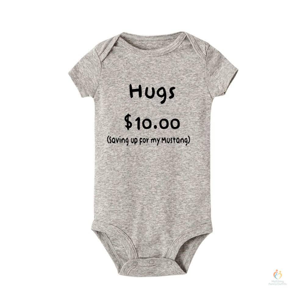 Summer Newborn Jumpsuit Hugs 10 Saving Up for My Mustang Funny Infant Bodysuit Baby Boy Girl Letter Print Playsuit