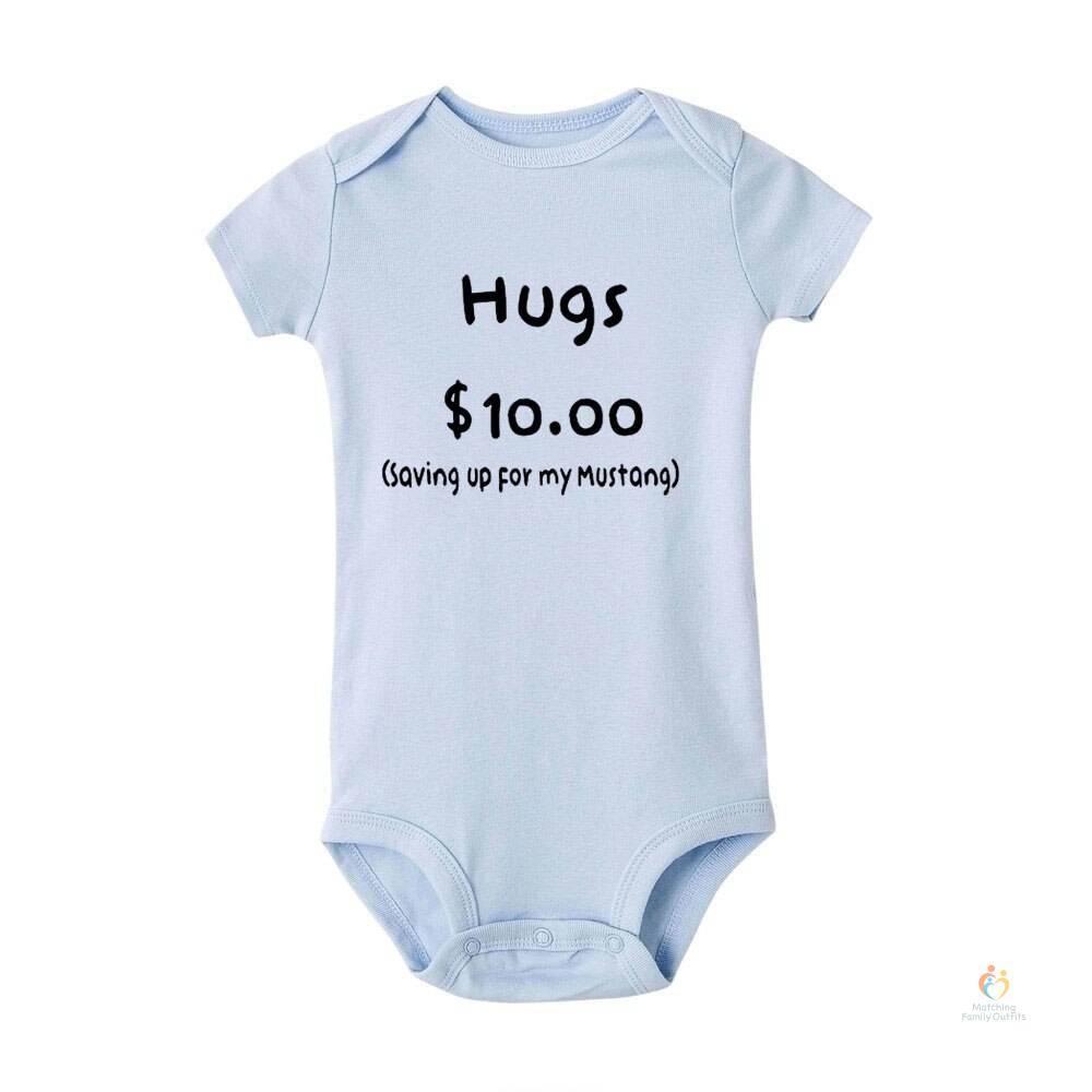 Summer Newborn Jumpsuit Hugs 10 Saving Up for My Mustang Funny Infant Bodysuit Baby Boy Girl Letter Print Playsuit