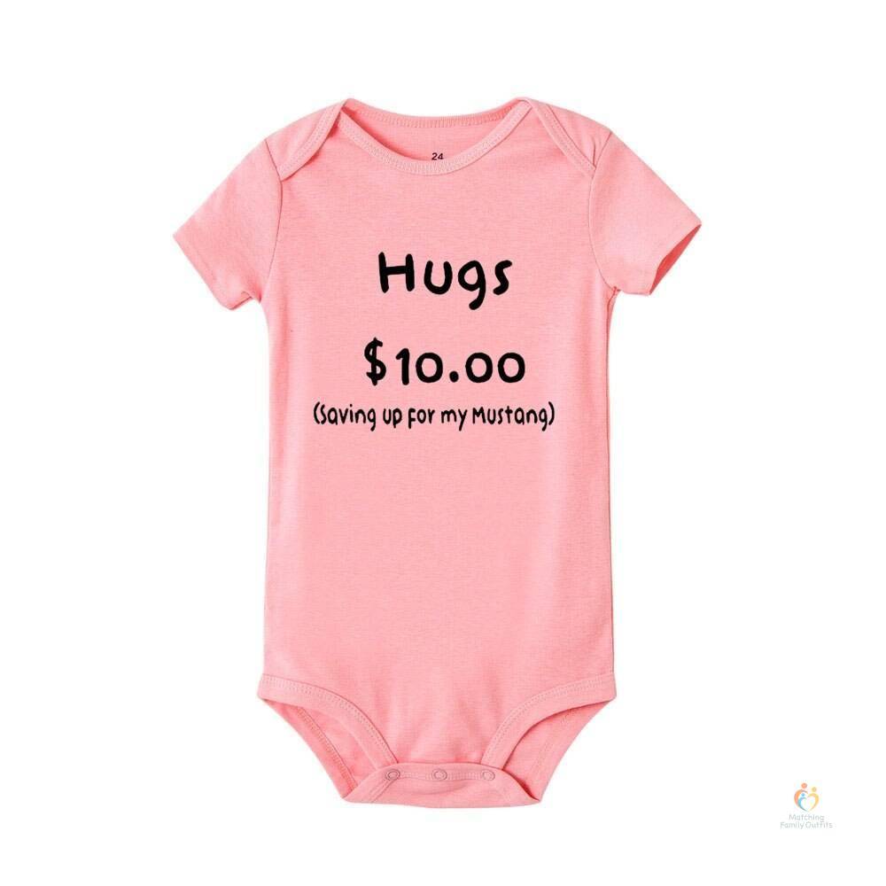 Summer Newborn Jumpsuit Hugs 10 Saving Up for My Mustang Funny Infant Bodysuit Baby Boy Girl Letter Print Playsuit