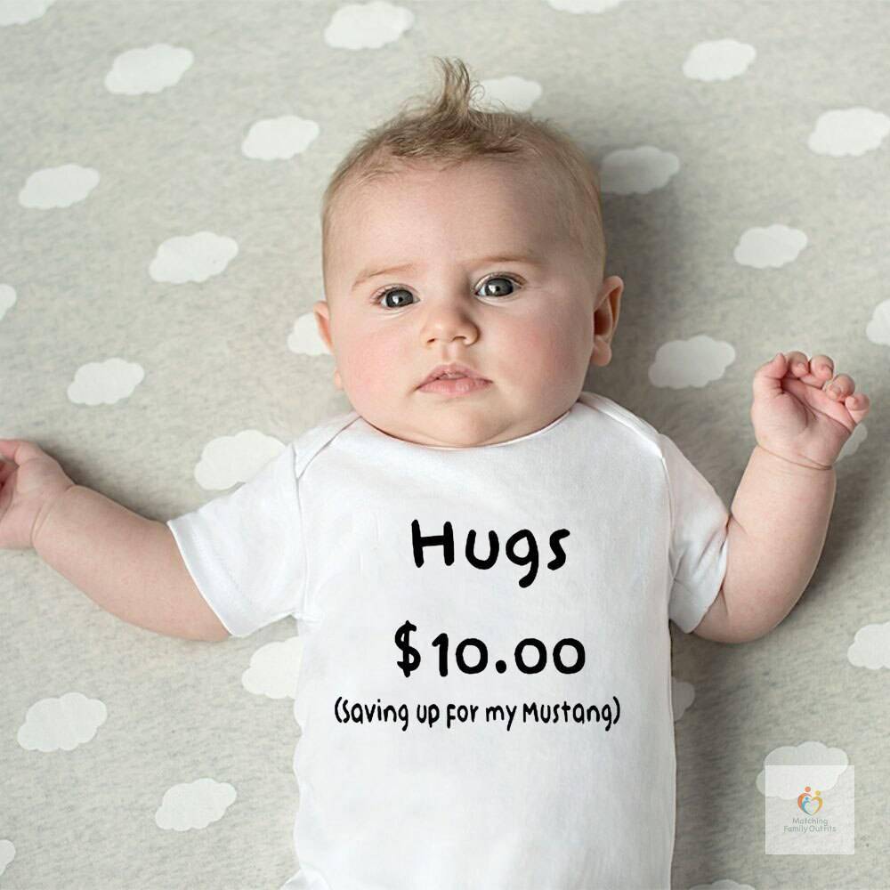 Summer Newborn Jumpsuit Hugs 10 Saving Up for My Mustang Funny Infant Bodysuit Baby Boy Girl Letter Print Playsuit