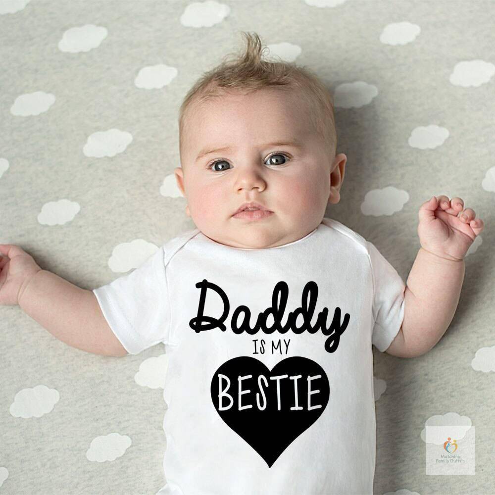 Funny Daddy Is My Bestie Letters Print Baby Clothes Summer Newborn Cotton Soft Romper Girls Jumpsuit Fashion Infant Clothes