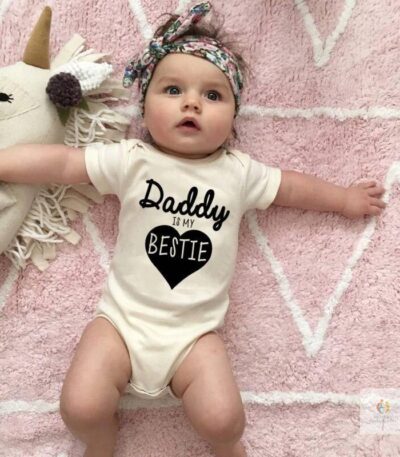 Funny Daddy Is My Bestie Letters Print Baby Clothes Summer Newborn Cotton Soft Romper Girls Jumpsuit Fashion Infant Clothes