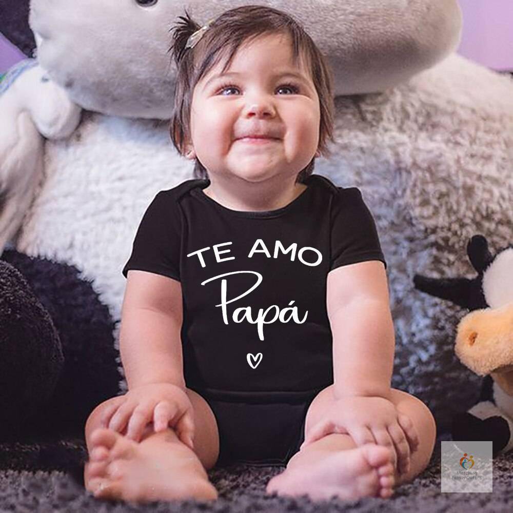 I Love You Dad Papa Newborn Baby Girl Bodysuits Casual Summer Short Sleeve Jumpsuit Funny Spanish Letter Outfits Infant Clothes