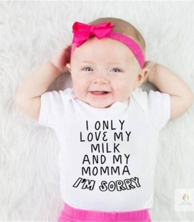 Newborn Baby Funny Romper I Only Love My Milk and My Momma I’m Sorry Letters Print Infant Boys GirlsShort Sleeve