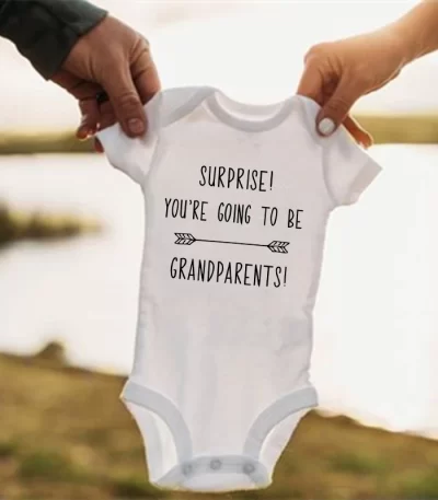 Surprise You’re Going To Be Grandparents Baby Bodysuit Pregnancy Announcement Baby Clothes Infant Bodysuit New Grandparent Gifts