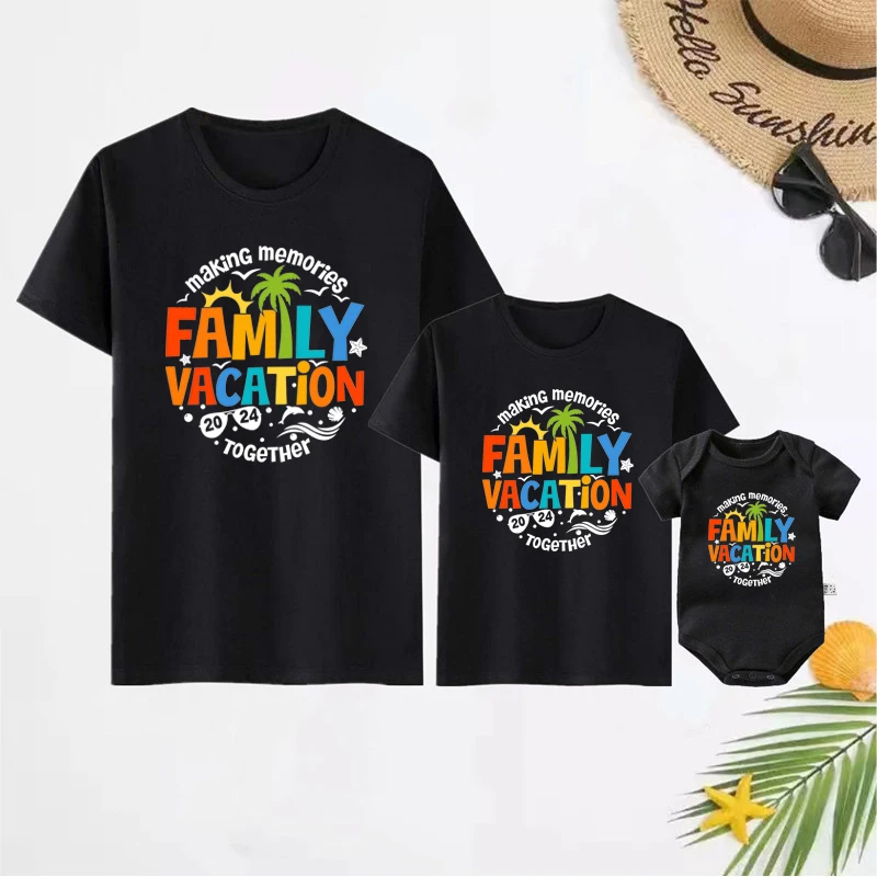 New Family Vacation 2024 Shirts Making Memories Together Family Matching Outfits Summer Dad Mom Kids Baby Beach Trip Tshirts