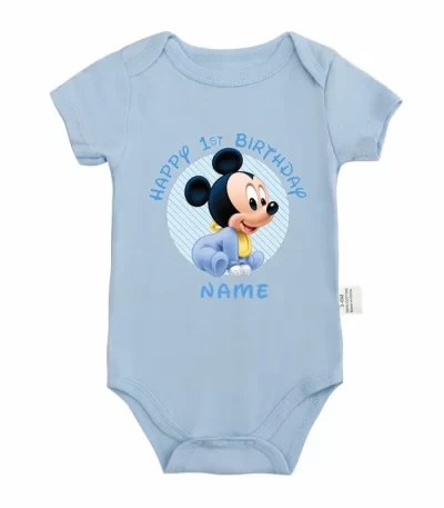 Custom Baby Name Bodysuit First Birthday Baby Rompers Newborn Boy Mickey Mouse Jumpsuits Baby Boys Clothes Outfits Gifts