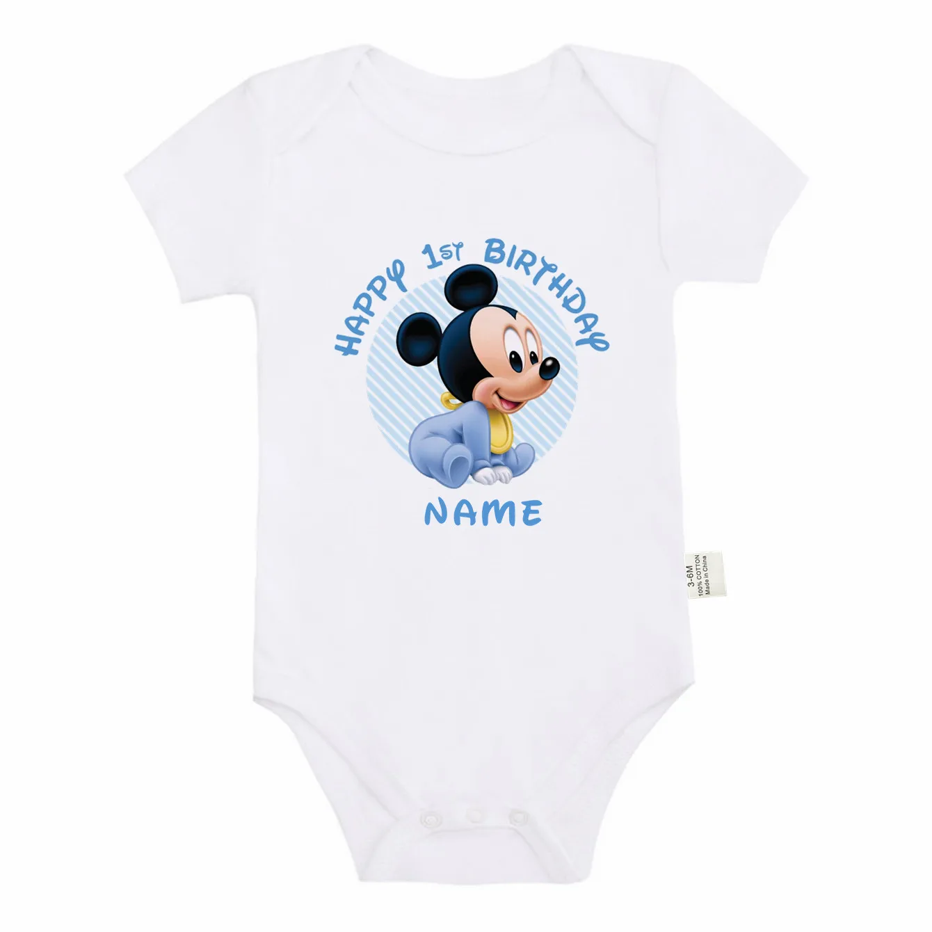 Custom Baby Name Bodysuit First Birthday Baby Rompers Newborn Boy Mickey Mouse Jumpsuits Baby Boys Clothes Outfits Gifts