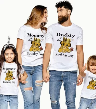 Matching birthday family suit cartoon theme children’s T-shirt birthday boy funny party gift clothes parents grandparents