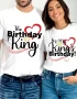 The Birthday King Print Couples T Shirt It’s My King’s Birthday Graphics Couples Fashion Women Shirt Wife Husband Lovers T-shirt