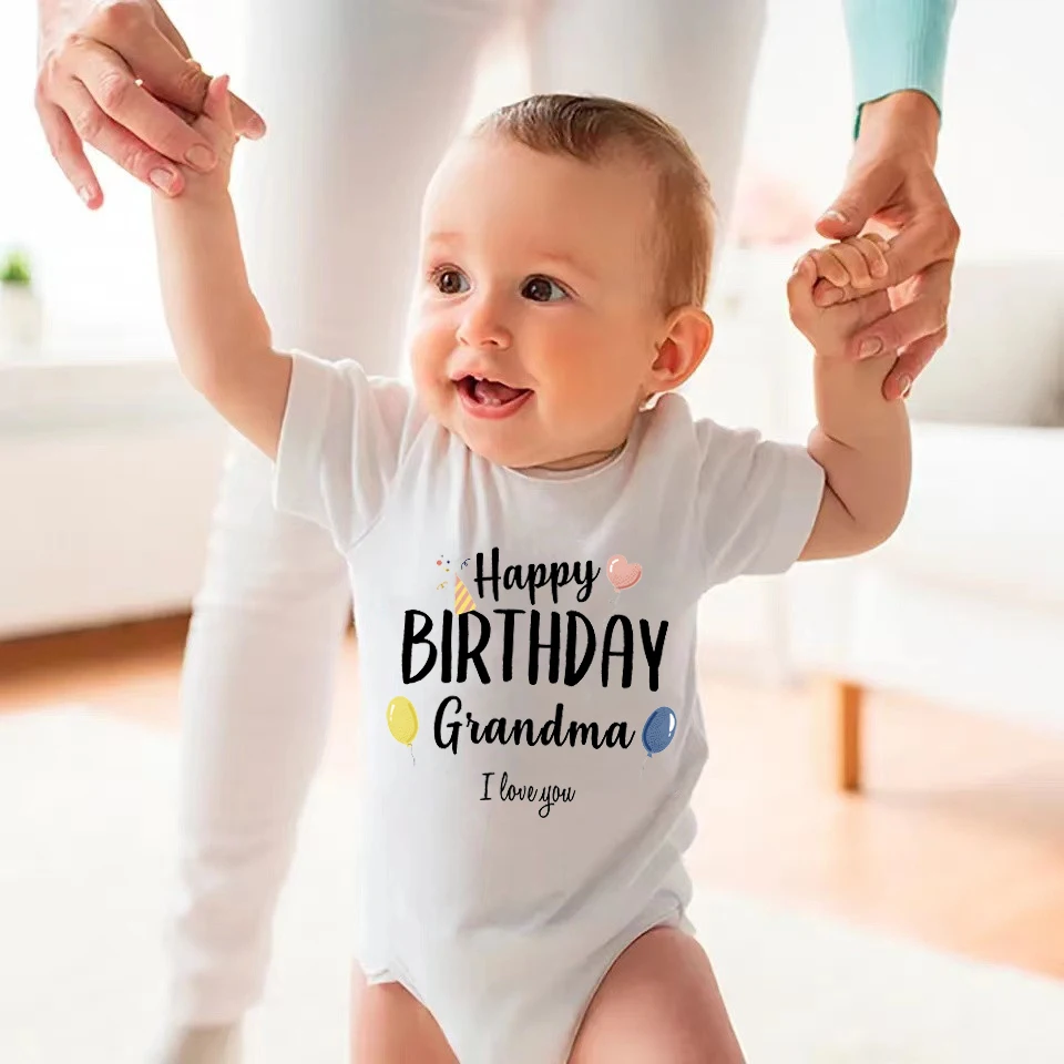 Happy Birthday Grandma/Grandpa I Love You Baby Bodysuits Newborn Boys Girls Rompers Outfits Cotton Short Sleeve Infant Jumpsuits