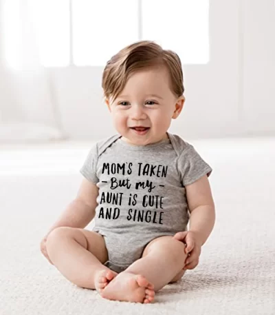 Mom’s Taken But My Aunt Is Cute And Single Funny Newborn Baby Bodysuit Summer Short Sleeve Body Baby Boy Girl Onesies Rompers